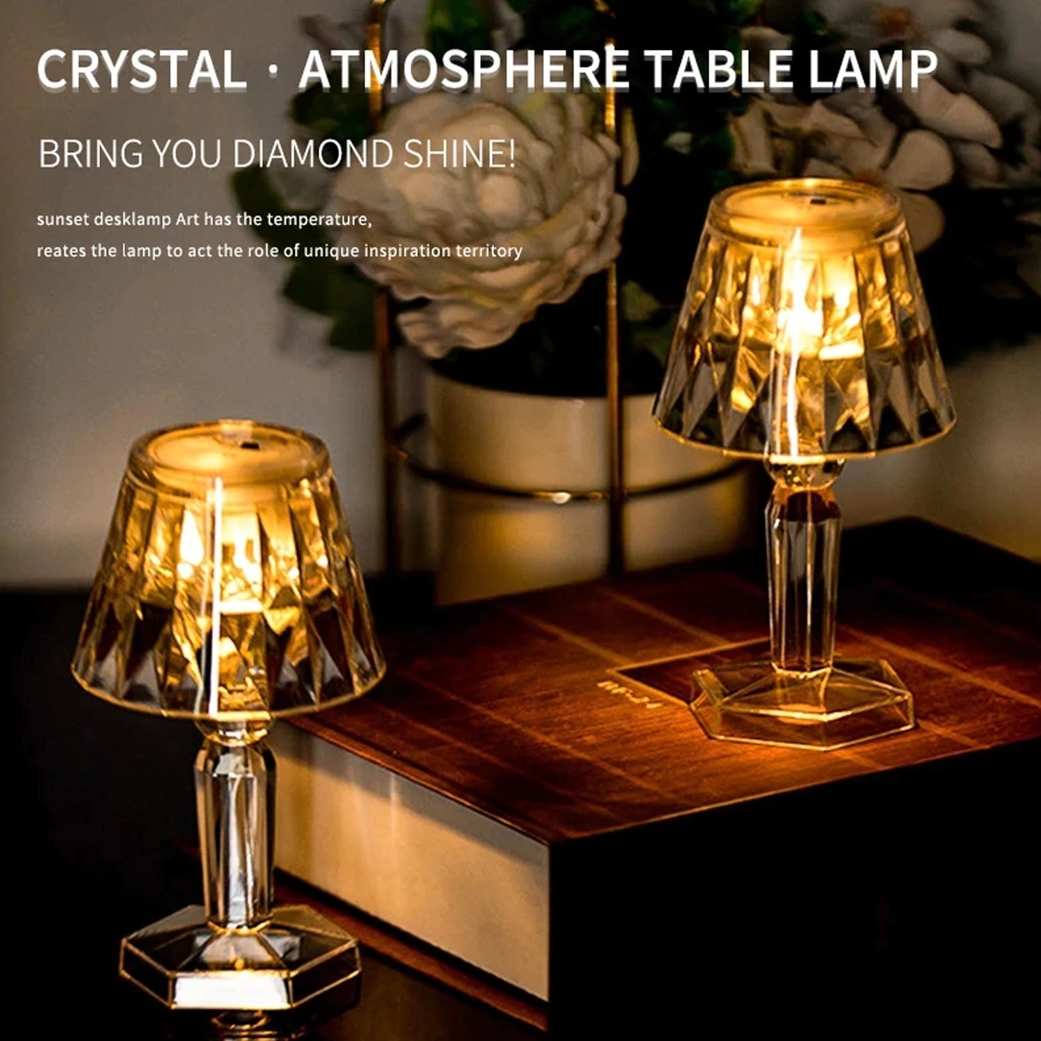 Elegant table lamp with crystal design. Elegant table lamp with crystal design.